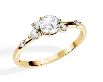 Nature Inspired Engagement Ring / 0.5CT Lab Grown Diamond / Twig Engagement Ring / 14K Gold Leaf Nature Ring / Organic Diamond Ring