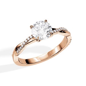 1 CT Lab Grown Diamond Twisted Ring / Vine Twisted Engagement Ring / Swirl Diamond Ring / Lab Diamond Ring / Round Diamond / Bridal Ring