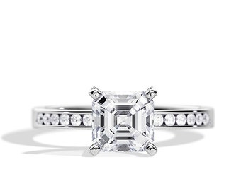 2 Carat Asscher Cut Lab Grown Diamond Ring / Channel Set Ring / Asscher Cut Diamond / CVD Diamond / Lab Created Diamond / IGI Certified