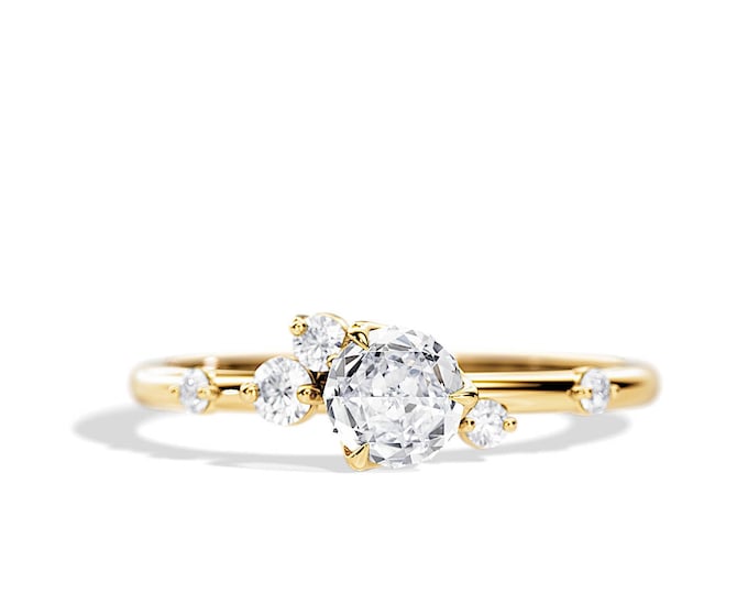 Half Carat Diamond Ring / Natural Diamond / H-VS2 GIA / Nature Diamond Ring / Organic Diamond Ring / Yellow Gold Nature Inspired Ring