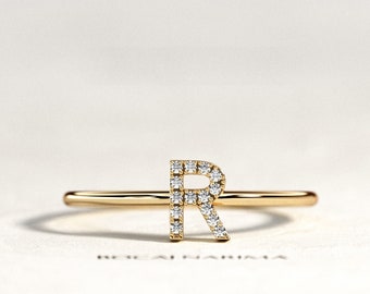 Letter Diamond Ring / Initial Diamond Ring / Personalized Diamond Ring / Letter Diamond Ring / Dainty Initial Ring / Custom Initial Ring