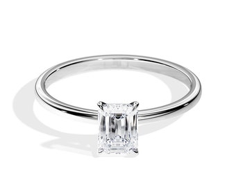 1 Carat Emerald Diamond Ring / Natural VVS2/G+ IGI Emerald Cut Diamond / 14K White Gold 1CT Emerald Diamond Ring / 1 CT Emerald Diamond Ring