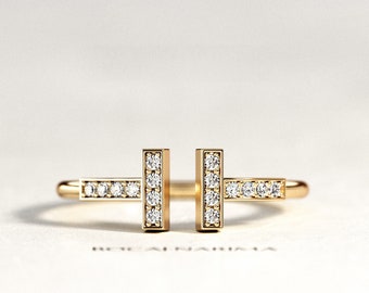 DiamondJewelryNY Band Ring Bar Connected Dbl Band RNG DiamondJewelryNY Band Ring Bar Connected Dbl Band RNG