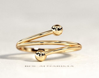 Bypass Gold Ring / 14K Yellow Gold Ring / Bypass Ring / Solid Gold Ring / Open Ring / 14k Gold Unique Womens Ring / Fashion Ring / Toe Ring