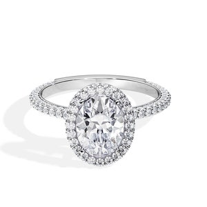 1.5 Carat Oval Lab Diamond Ring / 3D Pave Engagement Ring / 1.2ct Accent Diamonds / White Gold Luxury Ring / Triple Halo Ring / Oval Halo