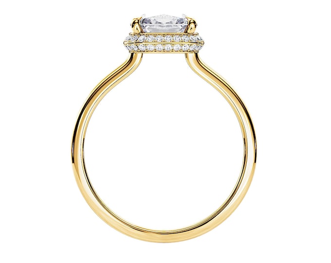 1.5 Carat Cushion Lab Grown Diamond Ring / Double Halo / 14K or 18K Gold Engagement Ring / Cushion Lab Diamond / Dainty Ring / Bridal Ring