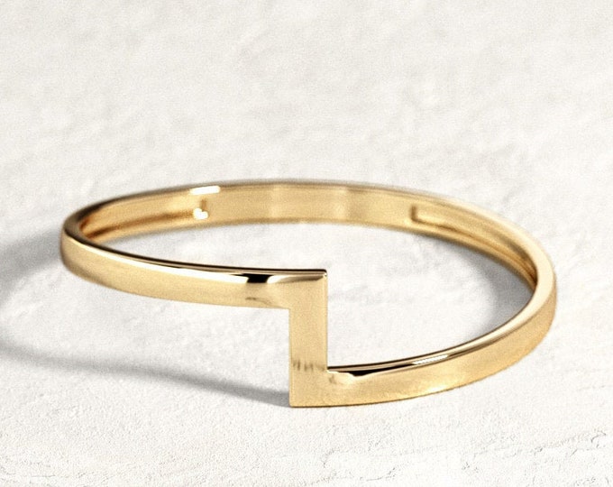 Solid Gold Ring / 14K Gold Ring / Minimalist Ring / Simple Ring / Unique Daily Ring / Midi Ring / Dainty Ring / 18k Solid Gold Ring