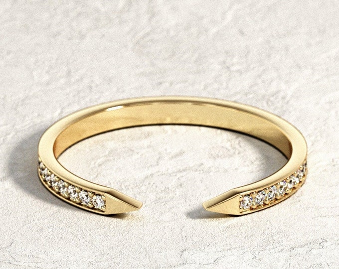 Cuff Diamond Ring / Open Arrow Ring / Cuff Diamond Ring / Cuff Stacking Ring / Open Stacking Ring / Arrow Diamond Ring / Dainty Cuff Ring