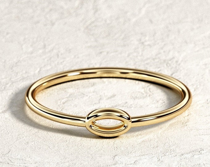 Minimalist 14K Gold Ring / Small Link Ring / Solid Gold Ring/ Stackable Gold Ring / Dainty Ring / Open Ring / Gift For Women / Circle Ring