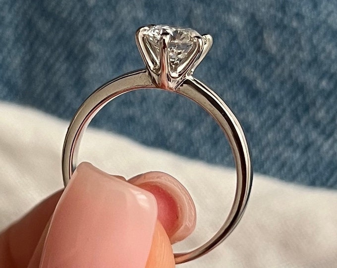 2.2MM 1 Carat Lab Grown Diamond E VVS2 Solitaire Ring / Round Brilliant Lab Diamond Engagement Ring / 6 Prong White Gold Solitaire Ring
