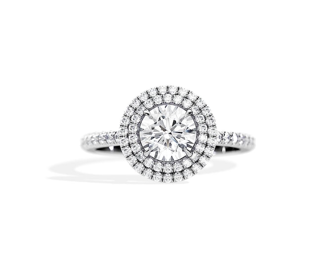 1 Carat Round Lab Grown Diamond Ring / Double Halo Ring / 1.65ct Lab Diamonds / Lab Grown Diamond Ring / Halo Engagement Ring / Round Halo