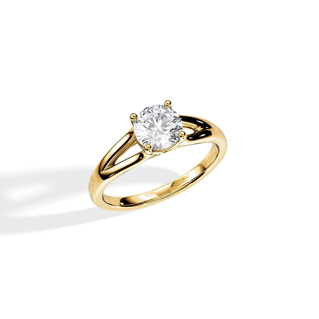 1 Carat Moissanite Teardrop Split Shank Ring