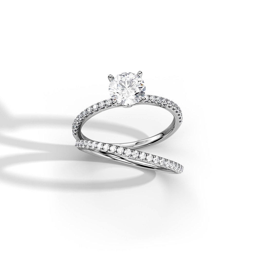 1CT Lab Grown Diamond Half Eternity Bridal Set / Classic Engagement