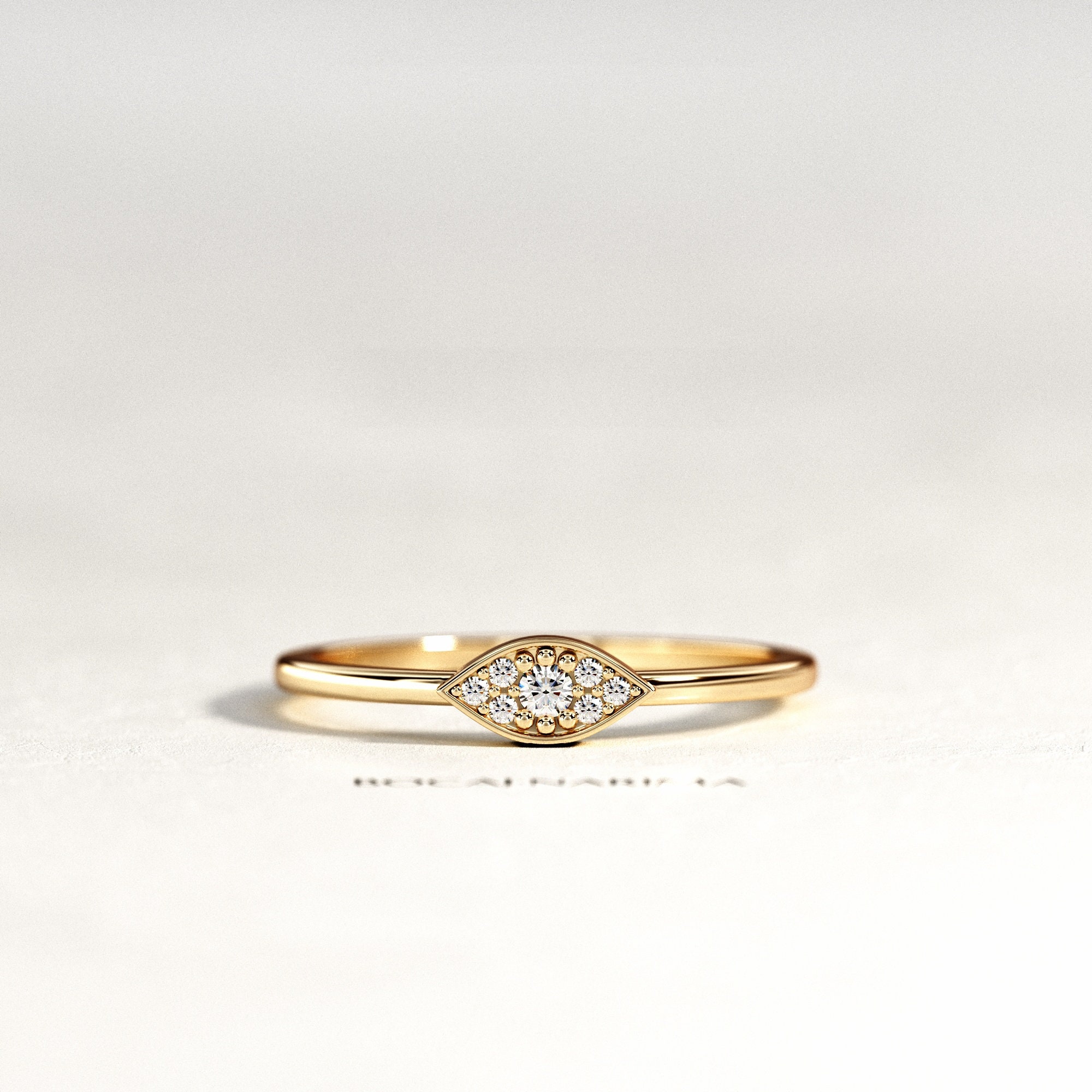 Evil Eye Diamond Ring / 14K Gold Evil 