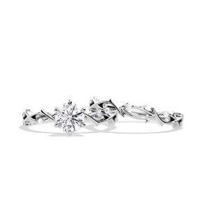 1 Carat Round Lab Grown Diamond Twig Bridal Set / Nature Inspired Engagement Ring Set of Rings / White Gold 1.00 CT CVD Diamond Ring / IGI image 8
