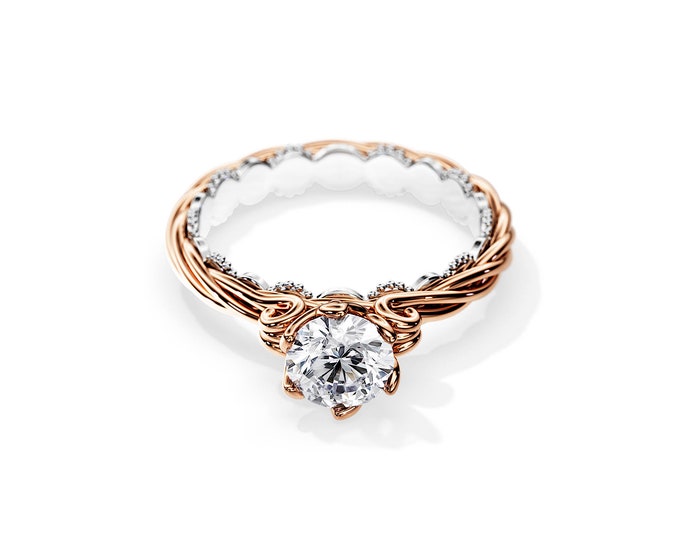 1 Carat Lab Grown Diamond Twig Ring / Rose Gold Twig Ring / Branch Diamond Ring / Nature Lab Diamond Ring / 1 Carat Lab Diamond Ring