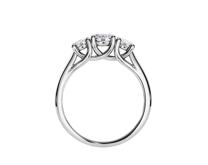 Lab Grown Diamond Engagement Ring / 0.85 TCW Lab Diamonds / Three Stone Ring / Diamond 3 Stone Ring / Diamond Trellis Engagement Ring