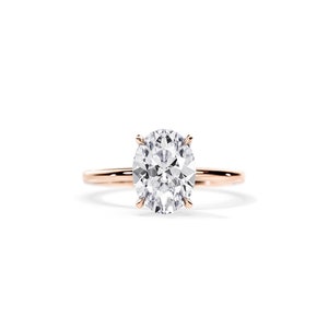 3 Carat Oval Lab Grown Diamond Solitaire Ring / Thin Lab Diamond Engagement Ring / Oval CVD Diamond Engagement Ring / Rose Gold Oval Ring
