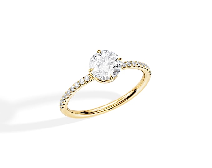1 Carat Moissanite Engagement Ring / Dainty Engagement Ring / Minimal Ring / Minimalist Ring / Yellow Gold / 1 CT DEF Moissanite Ring