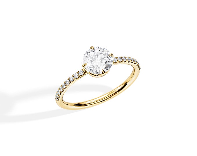 1 Carat Moissanite Engagement Ring / Dainty Engagement Ring / Minimal Ring / Minimalist Ring / Yellow Gold / 1 CT DEF Moissanite Ring