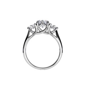 1.5 Carat Moissanite Ring / Three Stone Ring / 3 Stone Ring / Trellis Set Ring / Trellis Moissanite Ring / 14K White Gold Engagement Ring