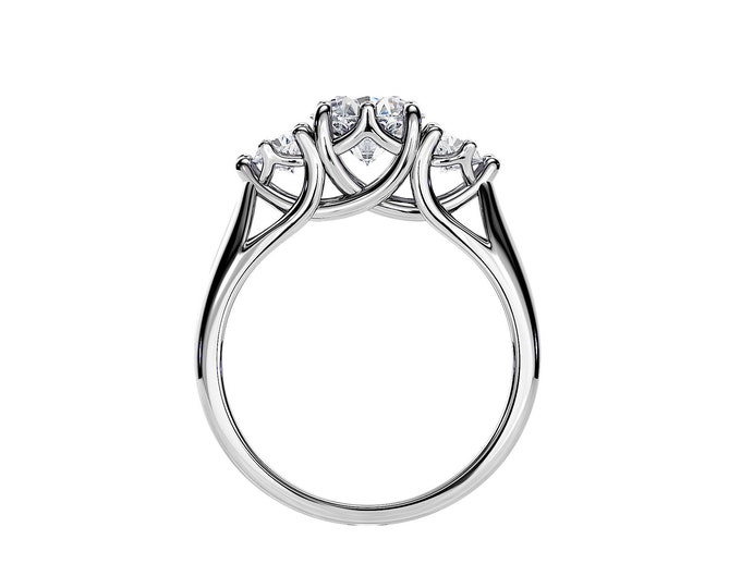 1.5 Carat Moissanite Ring / Three Stone Ring / 3 Stone Ring / Trellis Set Ring / Trellis Moissanite Ring / 14K White Gold Engagement Ring