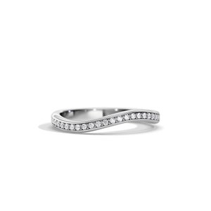 Swirl Wedding Band / White Gold Wavey Wedding Band / 0.15ct Diamond Band / Wave Wedding Ring / Unique Curved Ring