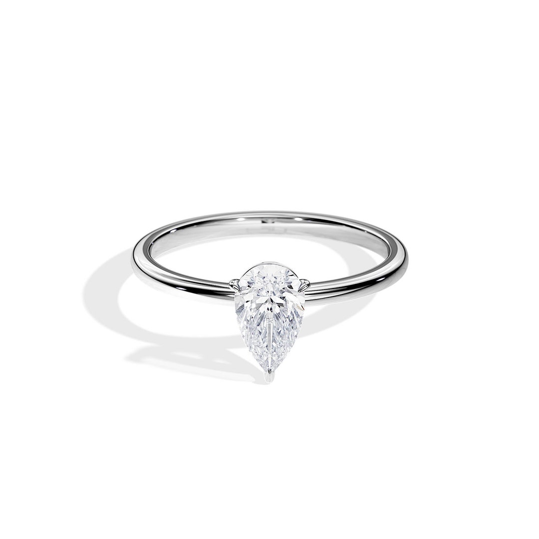 1 Carat Pear Shape Lab Grown Diamond Ring / Pear Shape Etsy