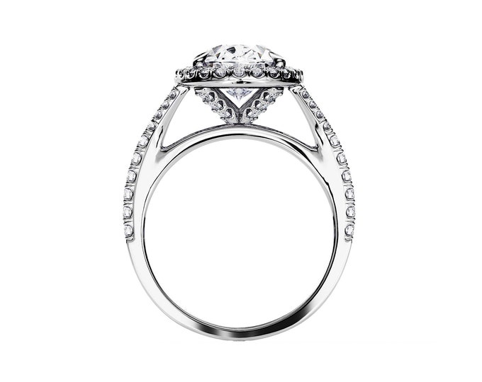 3 Carat Oval Lab Grown Diamond / 3 Carat Lab Diamond Ring / Oval Halo Engagement Ring / Cathedral Diamond Ring / Split Shank Diamond Ring