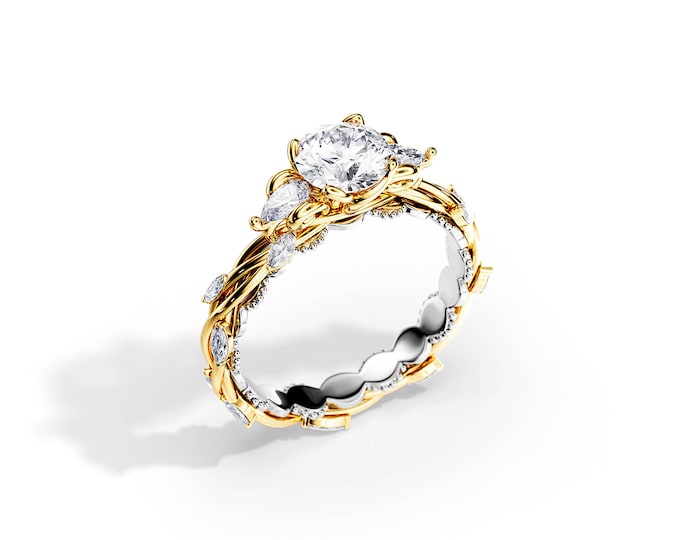 1 Carat Moissanite Branch Engagement Ring / Nature Inspired Engagement Ring / Twig Engagement Ring / Nature Moissanite Ring / Unique Ring