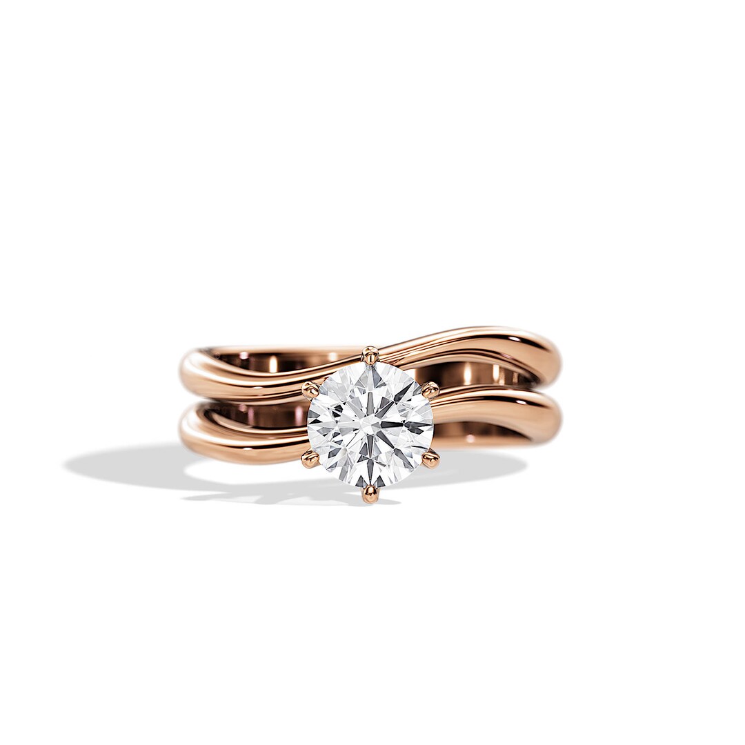 1 Carat Lab Diamond Swirl Bridal Set / Round CVD Grown Swirly Etsy