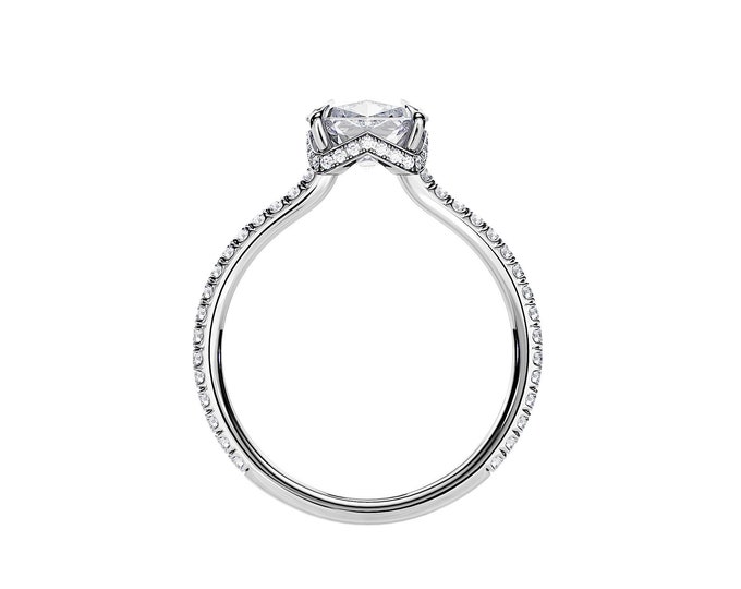 2  Carat Cushion Lab Grown Diamond Engagement Ring / Hidden Halo Ring / Cushion Lab Grown Diamond / White Gold Wedding Ring / Crown Ring