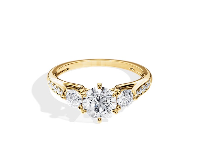 1 Carat Lab Grown Diamond Ring / 1.45 TCW Lab Diamonds Engagement Ring / 14K Gold Engagement Ring / Lab Created Diamond Ring / Bridal Ring