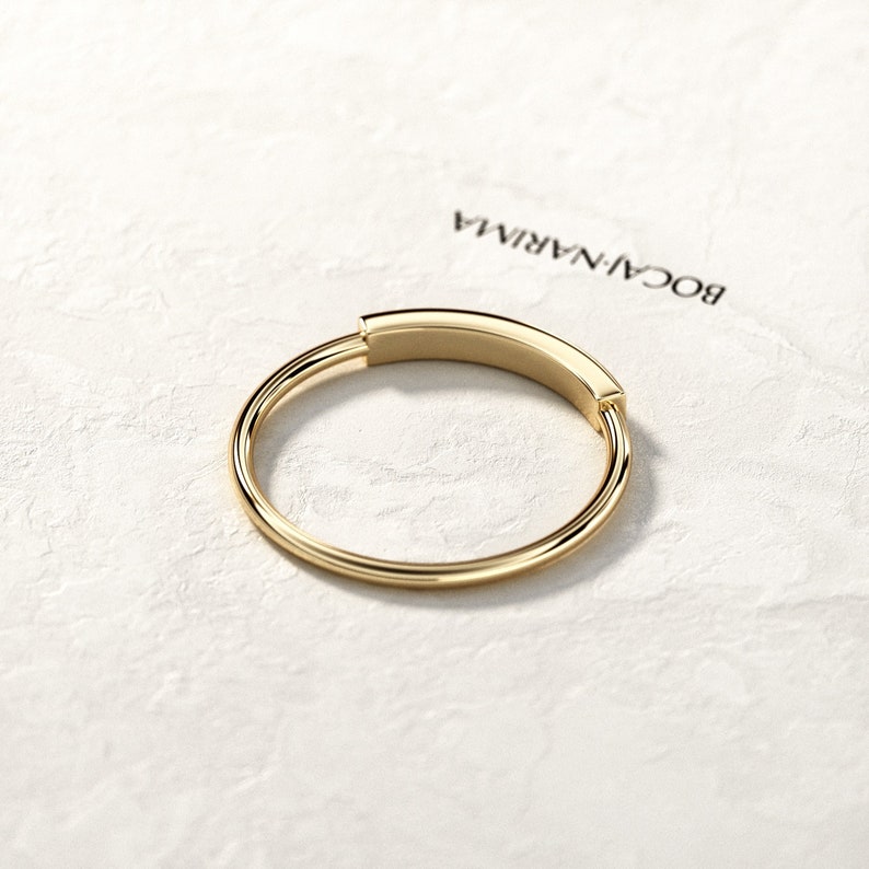 Dainty Bar Ring / Gold Bar Ring With Diamond / Bar Wedding Etsy