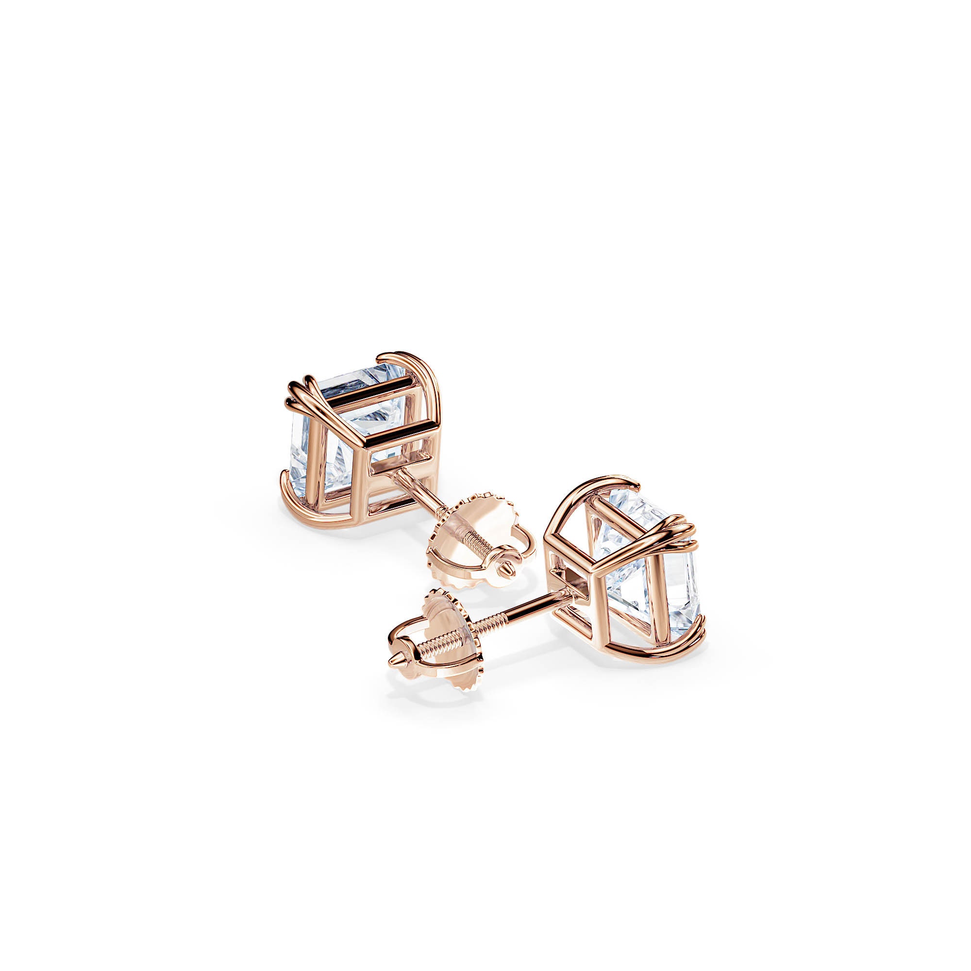 thumbnail image 2 of 2 Ct Princess Cut Created Canary Diamond Earrings (14K Yellow Gold, Screw Backs) 2 of 6