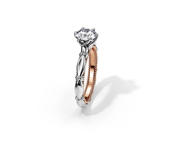 1 Carat Lab Grown Diamond Ring / Knot Engagement Ring / Floral Diamond Ring / Nature Lab Diamond Ring / 1 Carat Round Lab Grown Diamond Ring