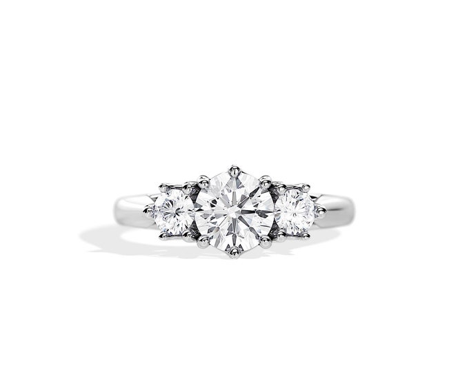1.5 TCW Natural Diamond Ring / Three Stone Diamond Ring / GIA Certificate / 14k White Gold Engagement Ring / 3 Stone Diamond Ring / Trellis