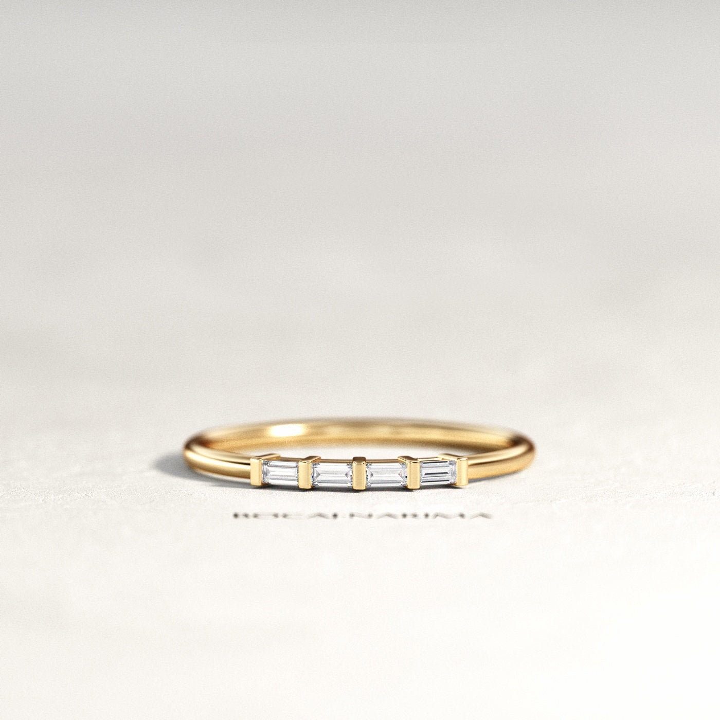 Minimalist Diamond Ring / Dainty Baguette Ring / 14K Gold Baguette Ring