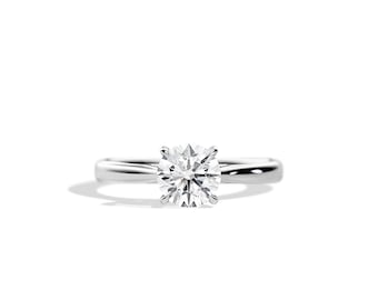 1 Carat Round Brilliant Natural Diamond Engagement Ring / GIA CERTIFIED / Cathedral Diamond Ring / 14k White Gold Diamond Engagement Ring