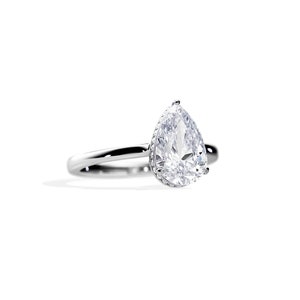 2 Carat Pear Cut Lab Grown Diamond Ring/ Pear Lab Diamond Engagement Ring / White Gold / Hidden Halo / Classic/ 2CT Pear Diamond / Pear Ring