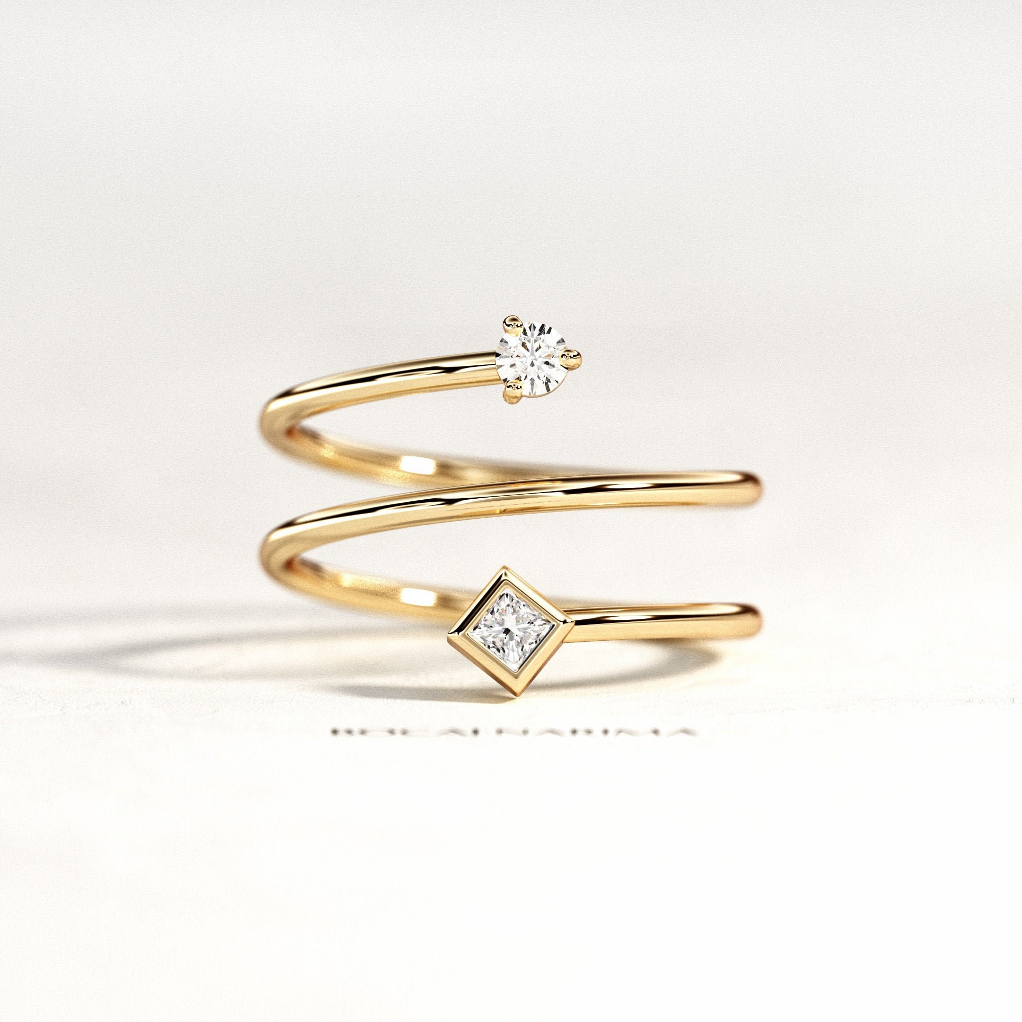 vaak Toezicht houden enkel Diamond Spiral Ring / Rose Gold Spiral Ring / Two Stone Spiral Ring / All  Around Diamond Ring / Spiral Engagement Ring / Wrap Diamond Ring