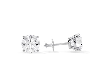 2 karats naturliga diamantörhängen / SI/H GIA-certifierad / Rundslipade diamanter / Par örhängen i 14K 18K vitguld / Korgörhängen