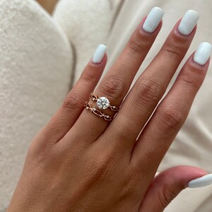 0.95 Carat 14K Rose Gold Diamond Engagement Ring - Bridal Swirl Setting Size 5.5