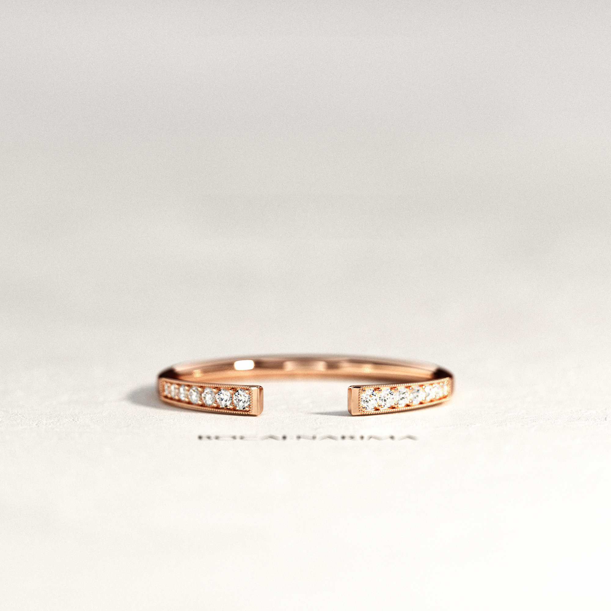 Cuff Diamond Ring / Rose Golf Cuff Ring / Cuff Pave Set Ring / Dainty ...