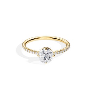 1 Carat Lab Grown Diamond Ring / Pave Engagement Ring / Lab Diamonds Engagement Ring / 1CT Round Diamond / 0.22ct Accent Diamonds / 14k Gold