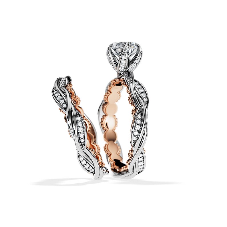 Unique Bridal Set Rings / Vintage Braided Stacking Engagement Etsy