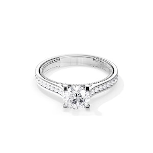 1 Carat Diamond Ring / GIA Diamond / Cathedral Diamond Ring / Channel Set Engagement Ring / 1 CT Diamond Ring / 14K White Gold Diamond Ring