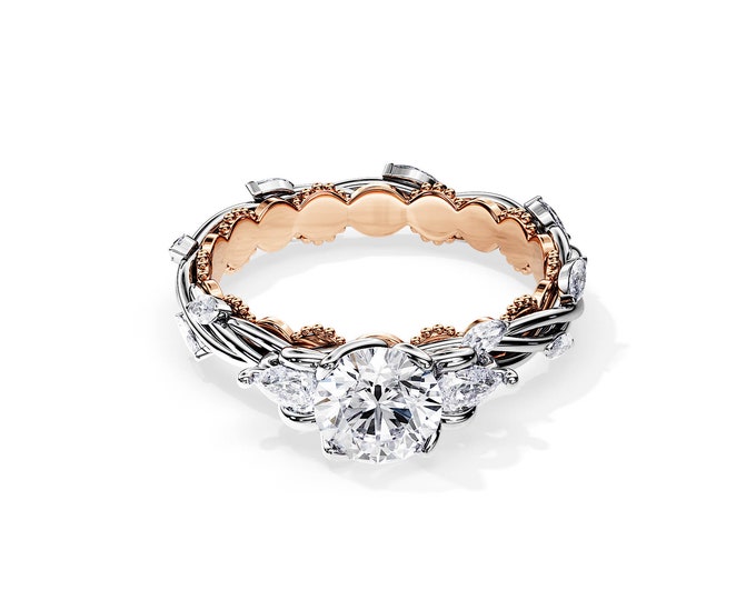 1 Carat Diamond Nature Ring / Twig Engagement Ring / Branch Engagement Ring / Nature Engagement Ring / Rustic Diamond Ring / GIA Certified