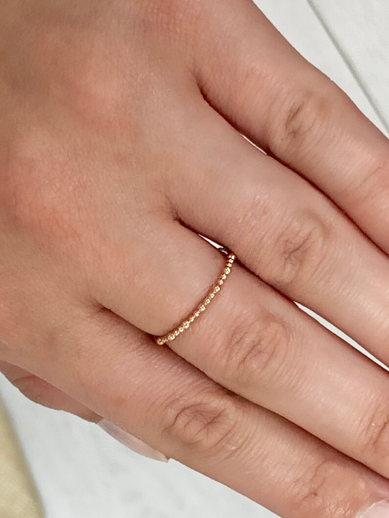 14K Solid Gold Bubble Ring / Bead Gold Ring / Dainty Bubble | Etsy