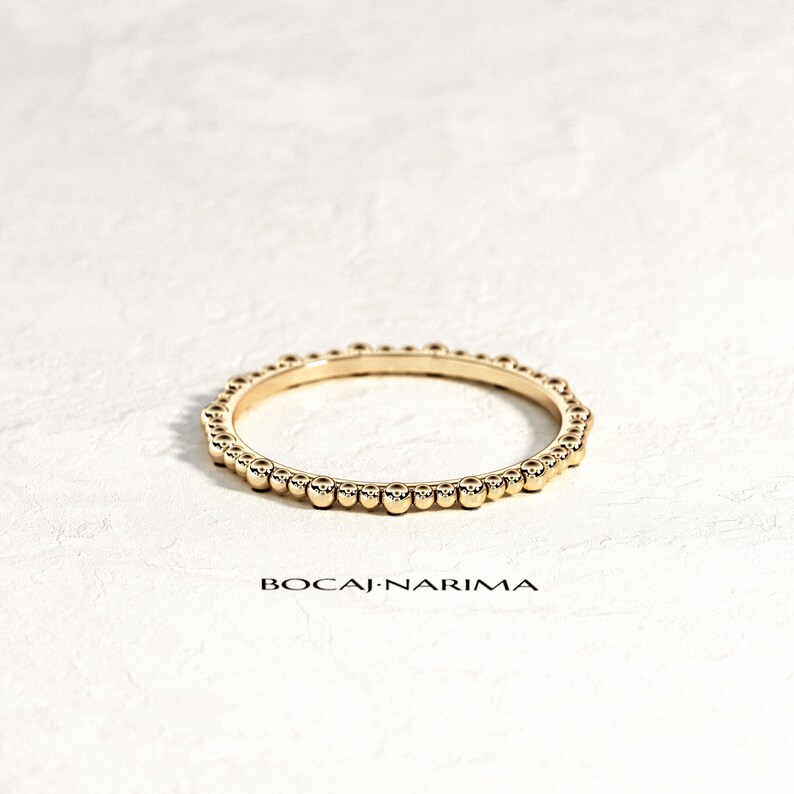 14K Solid Gold Bubble Ring / Bead Gold Ring / Dainty Bubble - Etsy